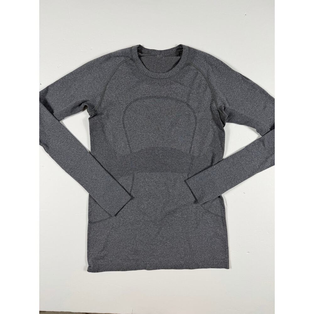 Lululemon Swiftly Tech Long Sleeve Heathered Black Seamless Running Top Size 8 - Picture 3 of 12